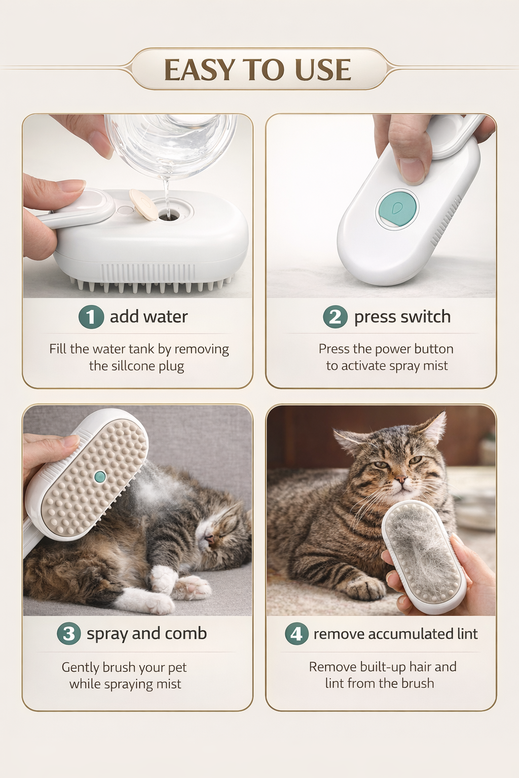 Pet Steam Brush – Dog & Cat Grooming